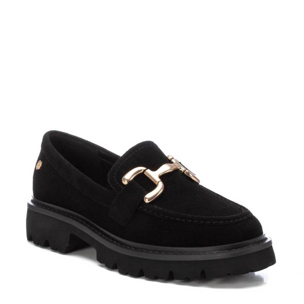 NEW XTI women's leather moccasins in black - Picture 2 of 5